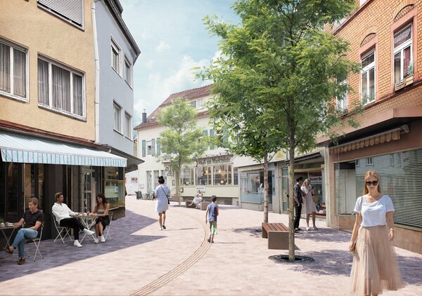 Bild vergr&ouml;&szlig;ern: Perspektive aus der Ausf&uuml;hrungsplanung "Untere Hauptstra&szlig;e" Stand Sommer 2025