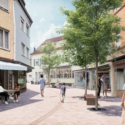 Perspektive aus der Ausf&uuml;hrungsplanung "Untere Hauptstra&szlig;e" Stand Sommer 2025